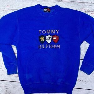 Vintage Y2K Tommy Hilfiger Blue Sweater With Embroidery Size Medium